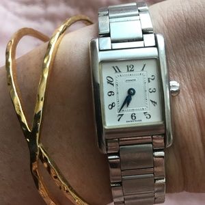 Platinum Coach Bracelet Watch, Slim size